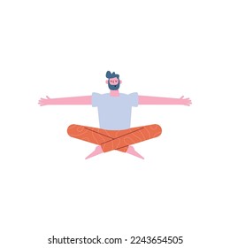 bearded man in lotus position character