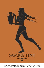 Bearded man with mane in the style of ancient Greece carrying amphora