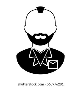 bearded man with mohawk icon image vector illustration design 