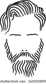 bearded man with mustache, abstract portrait isolated on white background . Concept for logo, print, cards  