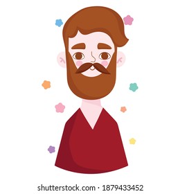 Bärenmann mit Schnurrbart-Portrait-Charakter Avatar auf Cartoon-Vektorgrafik