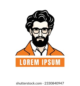 Bearded man in orange suit, politician, businessman, vector isolated