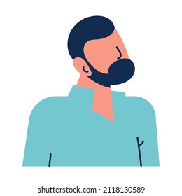 bearded man portrait flat icon