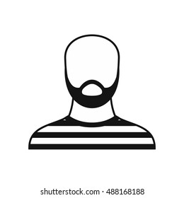 Bearded man in prison garb icon in simple style on a white background vector illustration