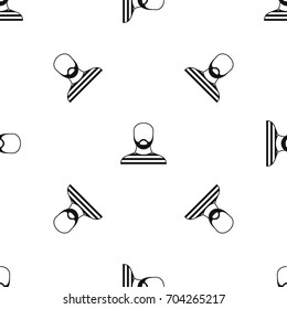 Bearded man in prison garb pattern repeat seamless in black color for any design. Vector geometric illustration