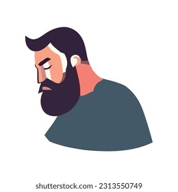 bearded man profile style icon isolated