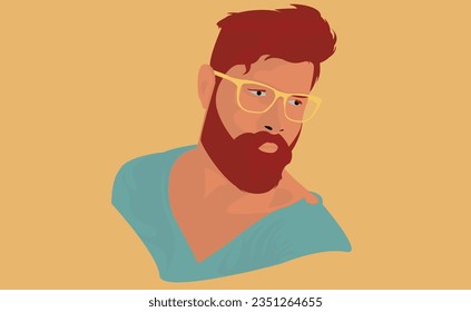 Bearded man with red hair in a T-shirt. Buffed up brutal man. Concept for a gym and a beauty salon.
