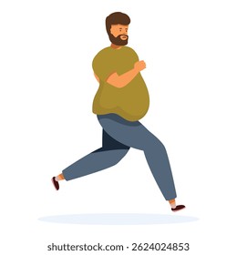 Bearded man running, promoting healthy habits and weight loss through jogging