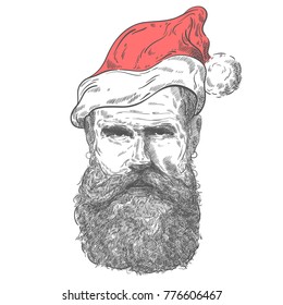 Bearded man Santa Claus hipster style