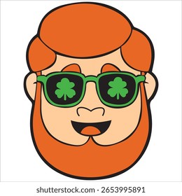 Bearded man with shamrock sunglasses