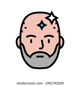 bearded man with shaved head color icon vector. bearded man with shaved head sign. isolated symbol illustration