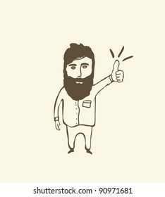 bearded  man showing thumb up