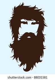 Bearded man silhouette illustration with long hair