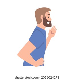 Bearded Man as Social Media Follower and Subscriber Showing Adoration Vector Illustration