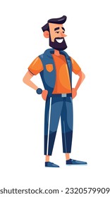 bearded man standing in casual clothes icon isolated
