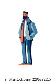 bearded man standing exuding confidence icon isolated