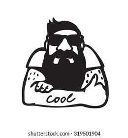 Bearded man in sunglasses giving a thumb up 