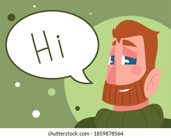 hombre barbudo hablando personaje de caricatura avatar ilustración vectorial