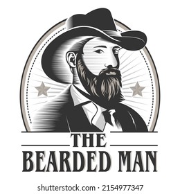 Bearded Man Texas Cowboy Logo Stock Vector (royalty Free) 2154977347 