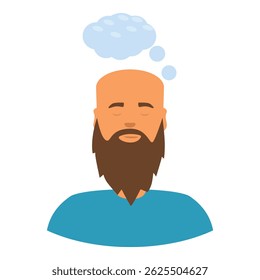 Bearded man is thinking with a thought bubble above his head