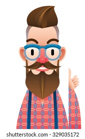 Bearded man thumbs up.