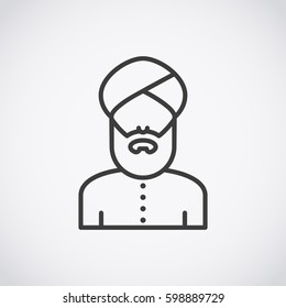 Bearded Man In Turban. Sikh Man Icon