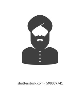 Bearded man in turban. Sikh man icon