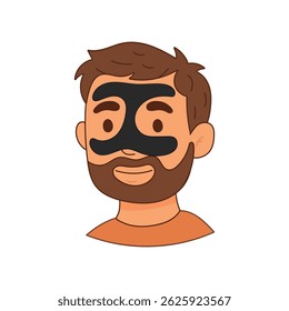 Bearded man using charcoal face mask for pore cleansing