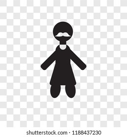 Bearded man vector icon isolated on transparent background, Bearded man transparency logo concept