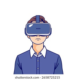 Hombre barbudo en juego de auriculares de VR