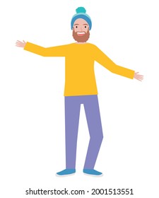 bearded man and wearing casual clothes