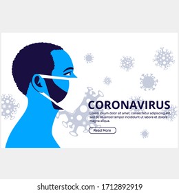 Bearded man wearing disposable medical mask. Coronavirus protection and prevention. Self-isolation and quarantine cartoon vector illustration. Protect yourself from virus infection concept