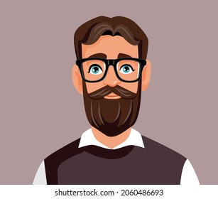 Bearded Man Wearing Glasses Vector Character

Hipster adult person rocking retro style glasses and waistcoat 
