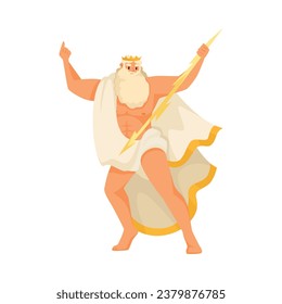 Bearded Man Zeus Ancient Greek God and Deity as Figure from Mythology Vector Illustration