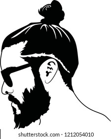 Bearded man's face, hipster character. Fashion silhouette