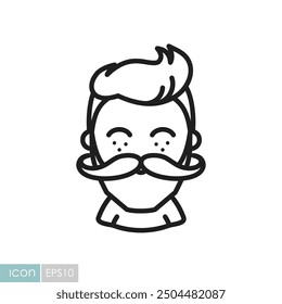Bearded man's face vector icon. Hipster symbol. Avatar character portrait signs. Graph symbol for your web site design, logo, app, UI