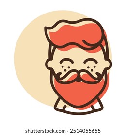 Bearded man's face vector icon. Hipster symbol. Avatar character portrait signs. Graph symbol for your web site design, logo, app, UI