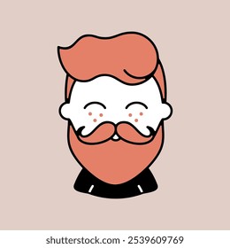 Bearded man's face vector icon. Hipster symbol. Avatar character portrait signs. Graph symbol for your web site design, logo, app, UI