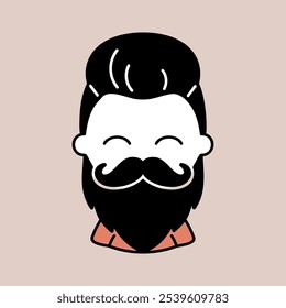 Bearded man's face vector icon. Hipster symbol. Avatar character portrait signs. Graph symbol for your web site design, logo, app, UI