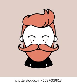 Bearded man's face vector icon. Hipster symbol. Avatar character portrait signs. Graph symbol for your web site design, logo, app, UI