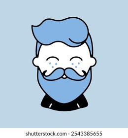 Bearded man's face vector icon. Hipster symbol. Avatar character portrait signs. Graph symbol for your web site design, logo, app, UI