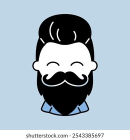 Bearded man's face vector icon. Hipster symbol. Avatar character portrait signs. Graph symbol for your web site design, logo, app, UI