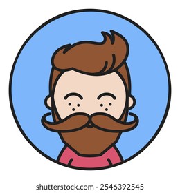 Bearded man's face vector icon. Hipster symbol. Avatar character portrait signs. Graph symbol for your web site design, logo, app, UI