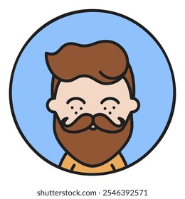 Bearded man's face vector icon. Hipster symbol. Avatar character portrait signs. Graph symbol for your web site design, logo, app, UI