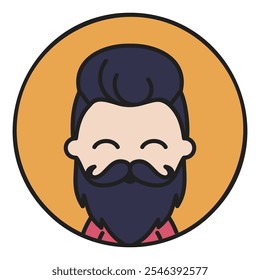 Bearded man's face vector icon. Hipster symbol. Avatar character portrait signs. Graph symbol for your web site design, logo, app, UI