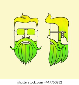 Bearded man's vector illustration