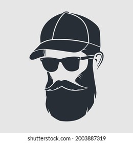 Bearded Men Baseball Cap Hipster Face Stock Vector (Royalty Free ...