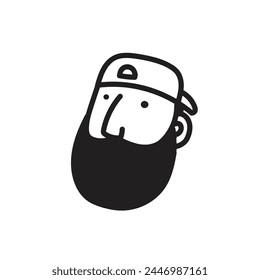 Bearded men in a baseball cap icon isolated. Vector illustration. Vector illustration
