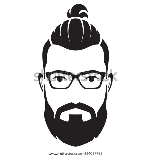 Bearded men face,\
hipster character. Fashion silhouette, avatar, emblem, icon, label.\
Vector illustration.