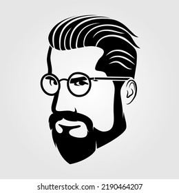 Bearded Men Glasses Hipster Face Icon Stock Vector (Royalty Free ...